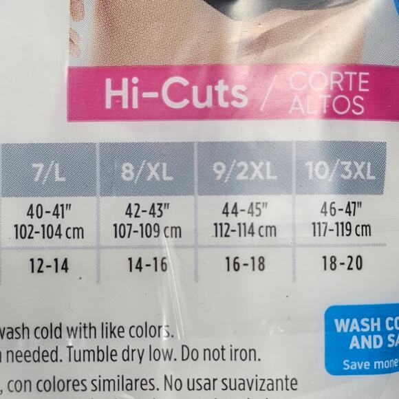 Hanes Cotton Tagless Hi-Cuts Package of 5 Pair Panties NIP Size 9 / 2XL - Picture 4 of 5